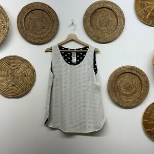 Chico's Black White Polka Dot Reversible Tank Top 8/10 Neutral Layering